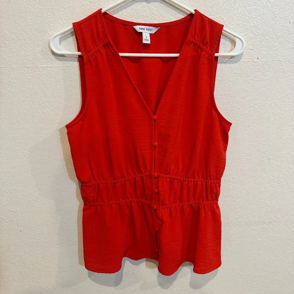 Nine West Red Sleeveless Blouse - Picture 3 of 10